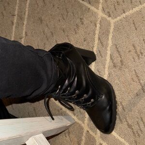 Women's Black Lace Up Boots